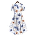 thumbnail image 7 of Noric Women's V-Neck Floral Print Midi Dresses Casual Flowy Short Sleeve Wrap Smocked Waist Outings A-Line Spring Summer Dresses with Pockets, 7 of 7