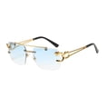 thumbnail image 2 of Gafas de sol rectangulares sin montura, estilo moderno veraniego con bordes recortados azul, 2 of 9
