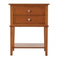 thumbnail image 3 of Xukmct Beside Table for Home, Bedroom, Wood Nightstand with 2 Drawers and Bottom Shelf, Brown, 3 of 4