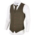 thumbnail image 1 of GFDYREE Men's Slim Fit Herringbone Tweed Suits Vest Premium Wool Blend Waistcoat, 1 of 7