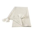 thumbnail image 1 of LR Resources THROW80178SWT4250 Couverture à Pompons Rayés&44; Gris & Ivoire - Rectangle, 1 of 1