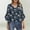 A-Blue, variant on Ladies Tops and Blouses 3/4 Length Flared Sleeve T-Shirts V Neck Casual Tunic Tops Basic Floral Print Office Work Shirts Loose Fits Blouse