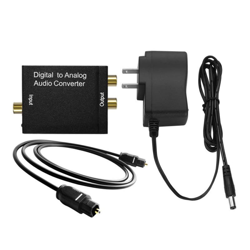 Black Fosmon 2-Way Digital Audio Converter Coaxial to/from Optical Toslink Adapter Splitter with 5V USB AC Adapter and Mini USB Cable