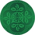 thumbnail image 1 of Ahgly Company Machine Washable Indoor Round Transitional Deep Emerald Green Area Rugs, 4' Round, 1 of 7