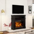thumbnail image 2 of 31" Electric Fireplace with Mantel, Fireplace Console with Open Storage Shelf, Freestanding Indoor Heater with LED Log Flame, Remote Control, for Living Room, Bedroom, 2 of 8
