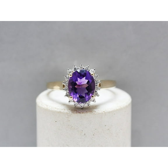 natural amethyst ring purple gemstone promise ring cushion cut February birthstone ring silver ring