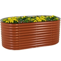 Sunnydaze 79" x 40" x 32" Oval Brown Steel Stackable Outdoor Raised Garden Bed