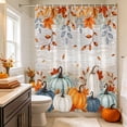thumbnail image 6 of Teal Orange Pumpkins Fall Shower Curtains for Bathroom, Thanksgiving Leaves Brown Wooden Waterproof Fabric Shower Curtain, Decorative Bathroom Curtain for Bathtub, 36"x72", No Hooks Included, 6 of 9