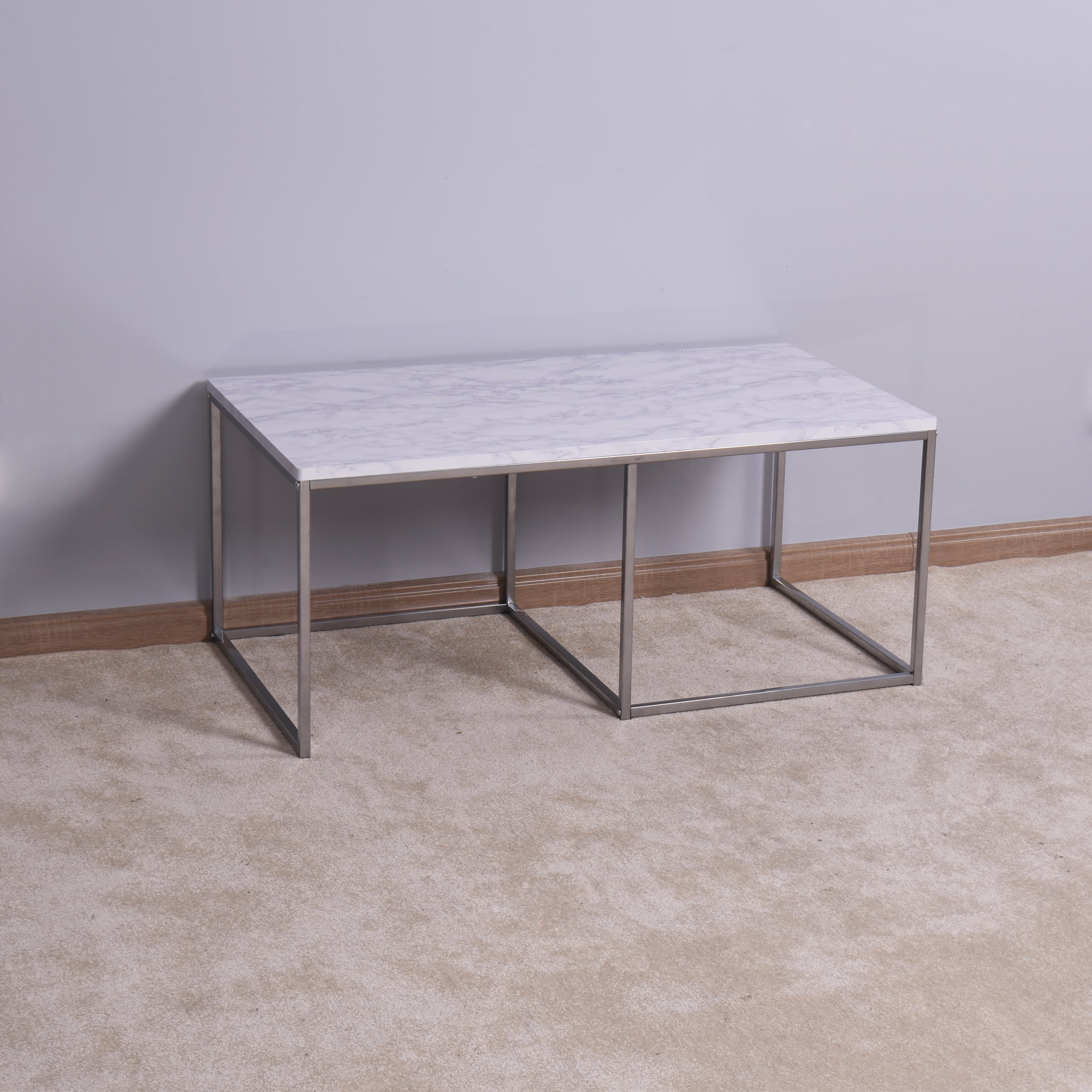 Private Jungle Living Room White Nesting Table, Coffee Table with MDF Top,Metal Legs 40.55 x 21.65 x 17.7 inch Private Jungle Living Room White Nesting Table, Coffee Table with MDF Top,Metal Legs 40.55 x 21.65 x 17.7 inch