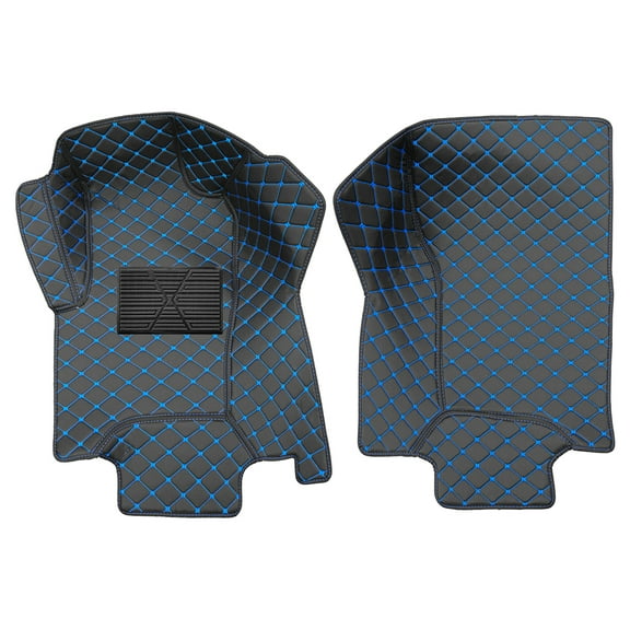 leadwolf 2Pcs Front Floor Mats for Land Rover,LR4,2009-2016 PU Leather Auto Liners All Weather Anti-Slip Automotive Floor Mats Black Blue