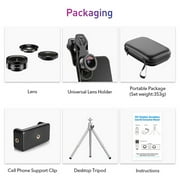 APEXEL Phone Lens Kits-22x Telephoto Lens/205°Fisheye Lens/120°Wide Angle Lens&20x Macro Lens/Tripod and Remote Shutter Works with iPhone 11 Plus X XS XR Samsung Huawei