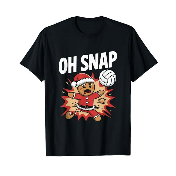 Funny Christmas Volleyball Gingerbread Oh Snap T-Shirt,Women's short-sleeved T-shirt celebrating the coming of Christmas