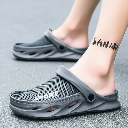 

2024 Summer Mesh Sandals Half Pack Casual Bird‘s Nest Hole Shoes Men‘s Beach Lazy Half Slippers plus size