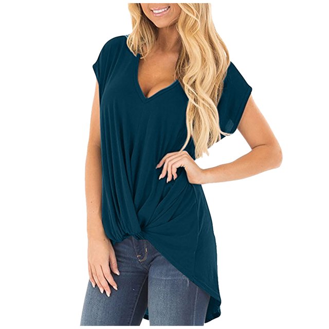 Birdeem Mode Femmes Été Col en V Uni Manches Courtes Aguichant Haut Blouse