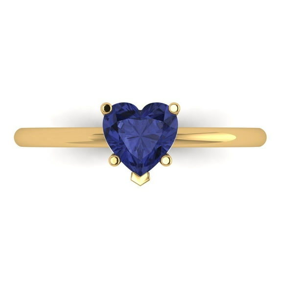 Solitaire Engagement Ring for Women - 1.25ct Simulated Tanzanite in 18K Yellow Gold Promise Ring