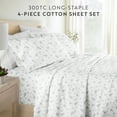thumbnail image 4 of Noble Linens 4 Piece 300TC Cotton Printed Sheets, Bouquet Bliss Light Blue, California King, 4 of 10