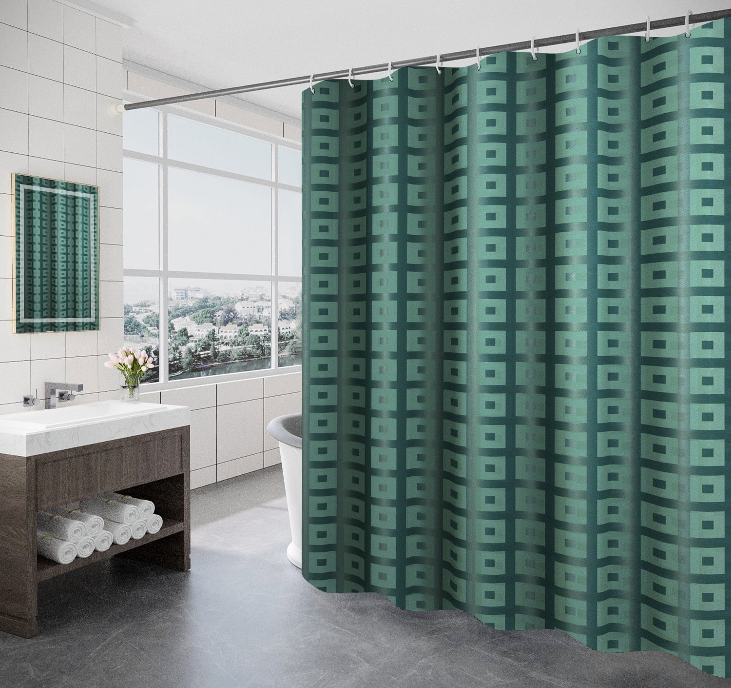 Shower Curtain Waterproof Mildew Resistant Mold Resistant Antibacterial