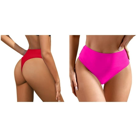(2-Pack) 2025 New Women Plus Size High Women Board Swim Shorts Waist Bikini Bottoms Swim Briefs Beach Shorts Ruched Bottom High Cut Swim Bottom Full Coverage Swimsuit Bottom Sports Yoga