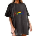thumbnail image 1 of Pompotops Femmes Été Vintage Drop Manches Arc-en-Ciel Imprimé Manches Courtes Tops Blouse, 1 of 9