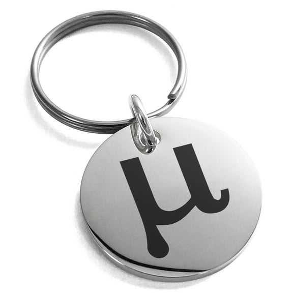Stainless Steel Population Mean Mathematical Engraved Small Medallion Circle Charm Keychain Keyring