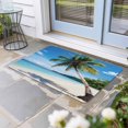 thumbnail image 2 of Coastal Tropical Doormat Outdoor Entrance 24"x36", Blue Sky Coconut Tree Summer Beach Absorb Moisture Dirt Door Mats, Non-Slip Rubber Backing Floor Mats Indoor, Low-Profile Front Door Rugs, 2 of 9