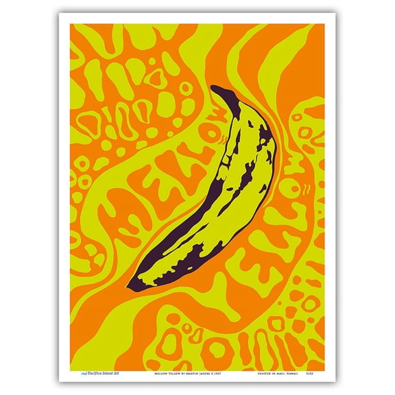 Mellow Yellow - Banana - Vintage Psychedelic Pop Art by Martin Jacobs c.1967 - Master Art Print (Unframed) 9in x 12in