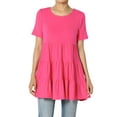 thumbnail image 1 of Tunique Babydoll à Volants à Manches Courtes pour Femmes Grande Taille Été Mignonne Décontractée Longue, 1 of 6