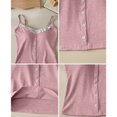 thumbnail image 5 of Weikingp Ladies Soft Stretch Ribbed Lace Trim Cami Tank Top, Thin Spaghetti Straps V Neck Decor Button Slim Casual Camisole, Basic Layering Sleeveless Shirt for Daily Office Wear Pink, 5 of 6