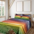 thumbnail image 2 of Nature Sheet Set, Horizon with Dark Storm Cloud Meadow with Sunset View Image Modern Design, Fitted and Flat Sheet with Pillowcases Bedding Accent 4 Piece Set, Calking, Multicolor, by Ambesonne, 2 of 5