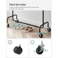 thumbnail image 4 of SONGMICS Burro Ropa con Ruedas, Perchero Burro Extensible, Capacidad de Carga de 130 kg, Fácil de Montar, Portátil, Negro y Plata, 4 of 5