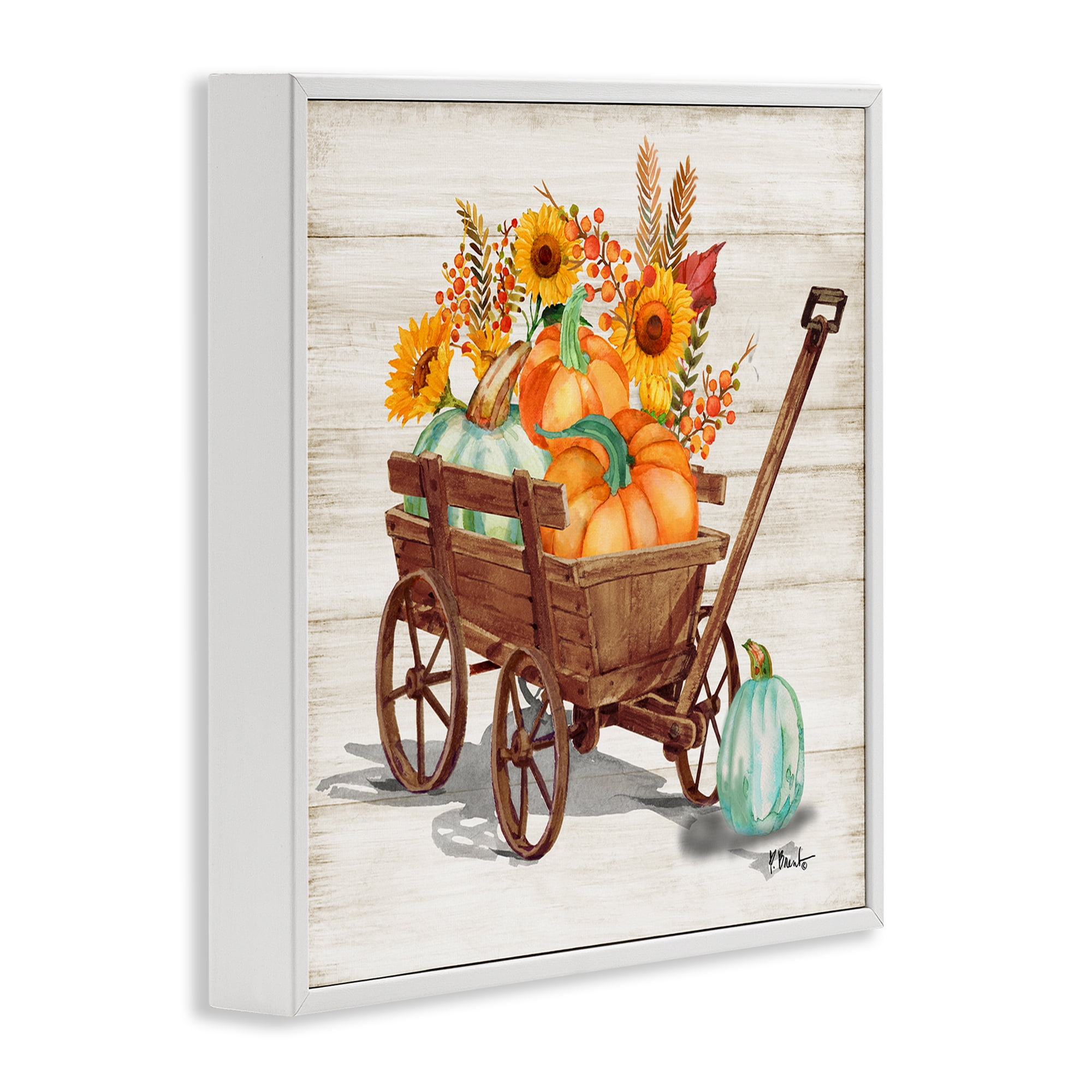Stupell Industries Farm Harvest Wagon Botanical & Floral Painting White Framed Art Prints Wall Art, 12 x 12