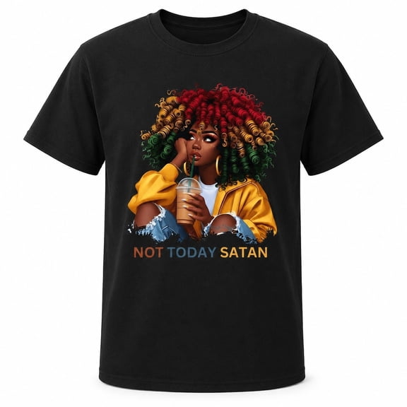 Not Today Satan Graphic T-Shirt, Unisex Classic Fit Short Sleeve Tee