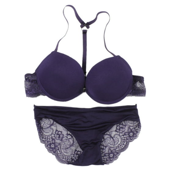 Wuffmeow Women Front Closure Lace Racer Back Racerback Push Up Bras Seamless Bra  Thong