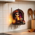 thumbnail image 4 of Day of the Dead Skull Plug In Night Light, Acrylic Sugar Skull Wall Lamp with Warm Glow, Halloween Decor for Bedroom Hallway Entryway Home, 4 of 6