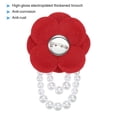 thumbnail image 3 of Uxcell Fabric Camellia Flower Brooch Elegant Pearl Tassel Pin Floral Corsage Bracelet Dual Use for Women, Red,2 Pack, 3 of 7