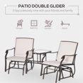thumbnail image 4 of Patio Furniture Sets Outsunny Outdoor Glider Chairs with Coffee Table, Patio 2-Seat Rocking Chair Swing Loveseat with Breathable Sling for Backyard, Garden, and Porch, Beige,Outdoor Dining Sets, 4 of 10