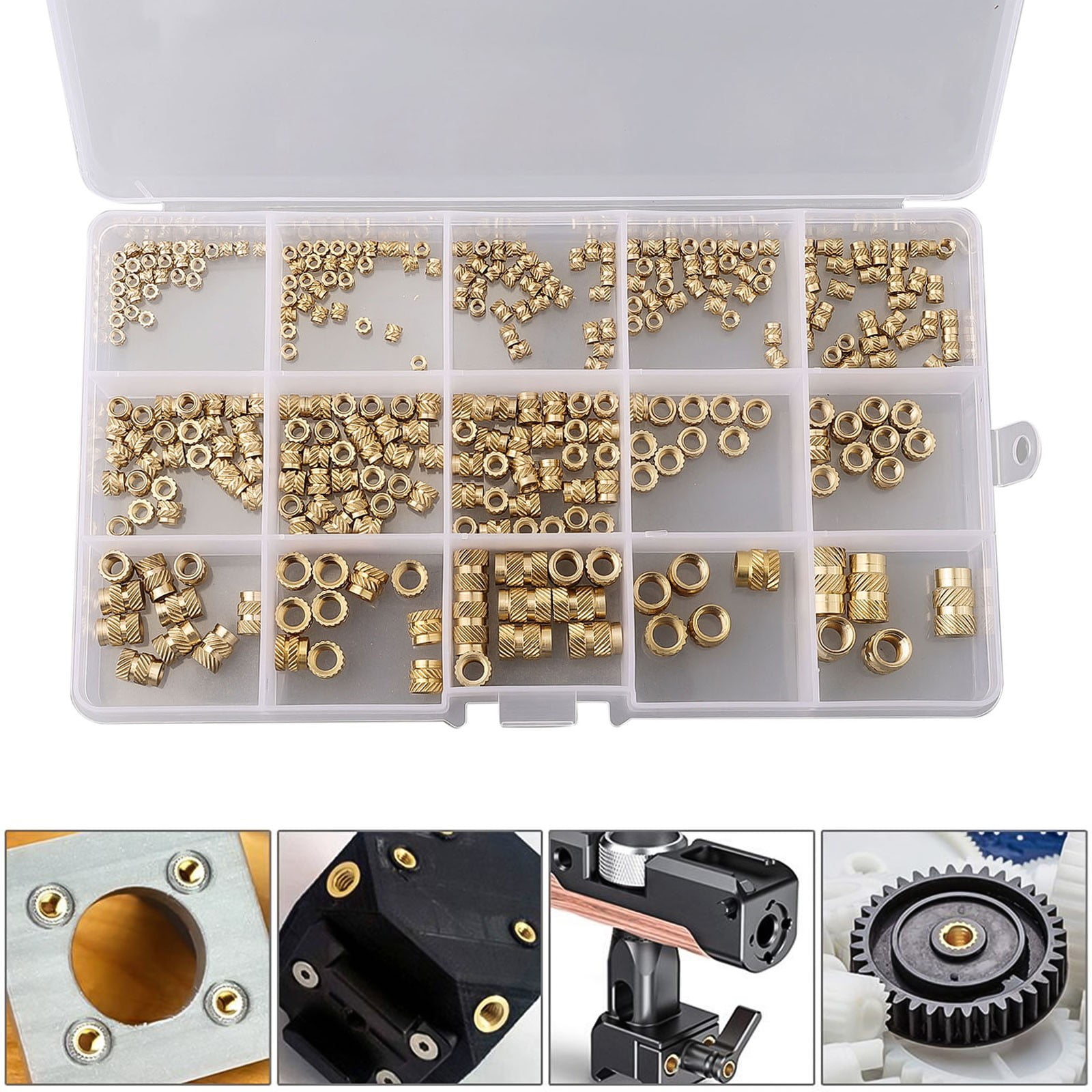 Threaded Inserts Threaded Bushing Threaded Inserts With Plastic Box Brass Knurled Nuts M2 M2.5 M3 M5 M6 300pcs