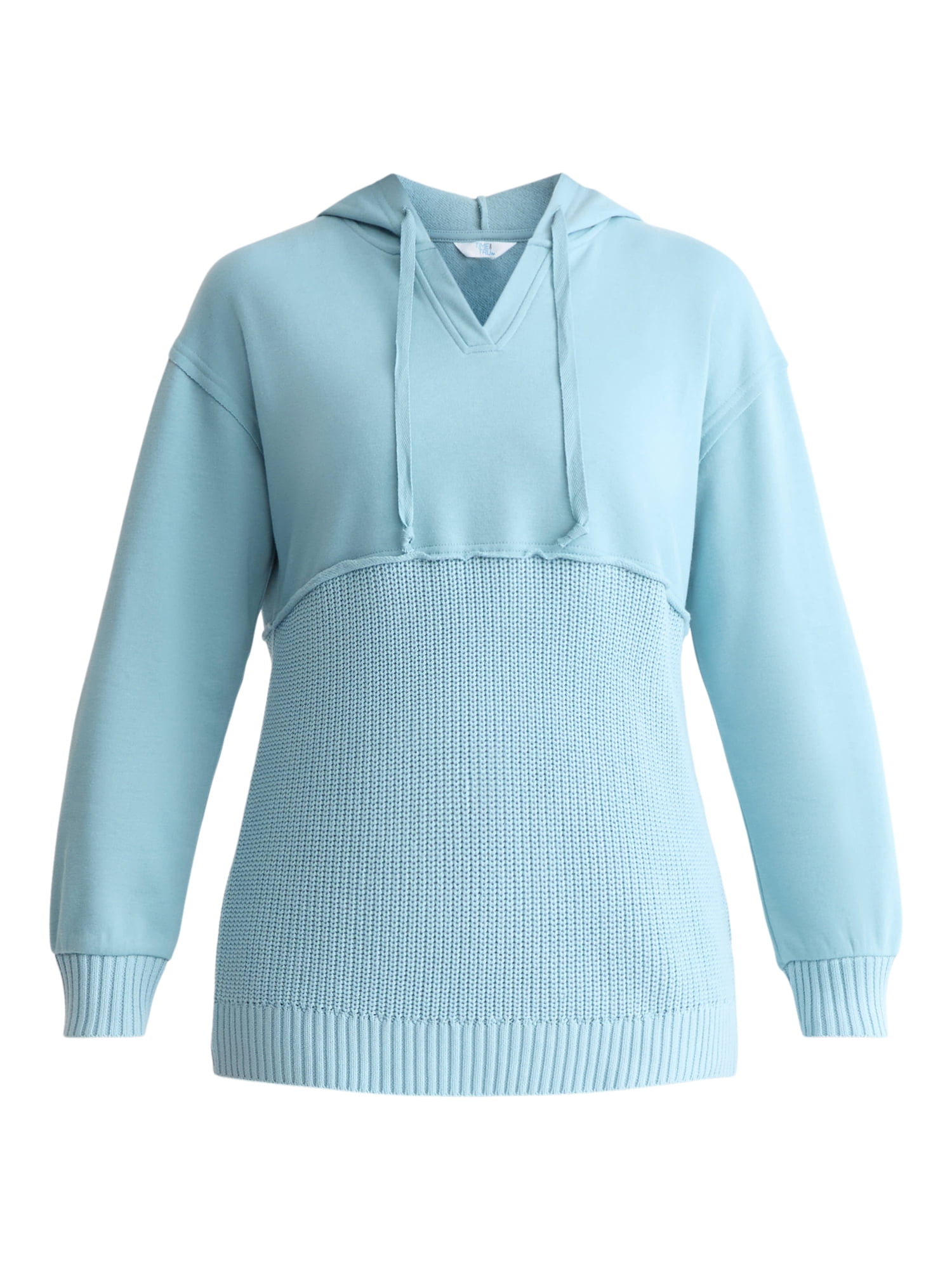 Time and Tru Women's and Women's Plus Fashion Mixed Media Hoodie, Sizes XS-4X