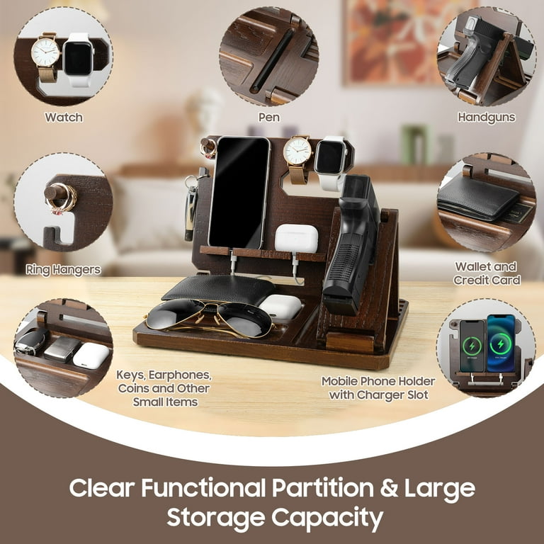 Roylvan Wood Desk Organizer with Gun Rack and Phone Dock, Ring