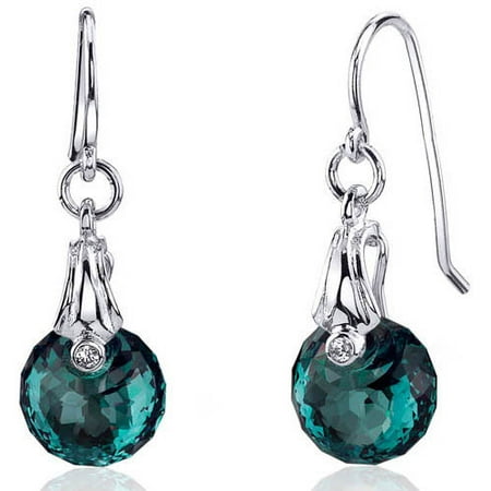 Oravo 11.00 Carat T.G.W. Simulated Alexandrite Rhodium over Sterling Silver Fishhook Earrings