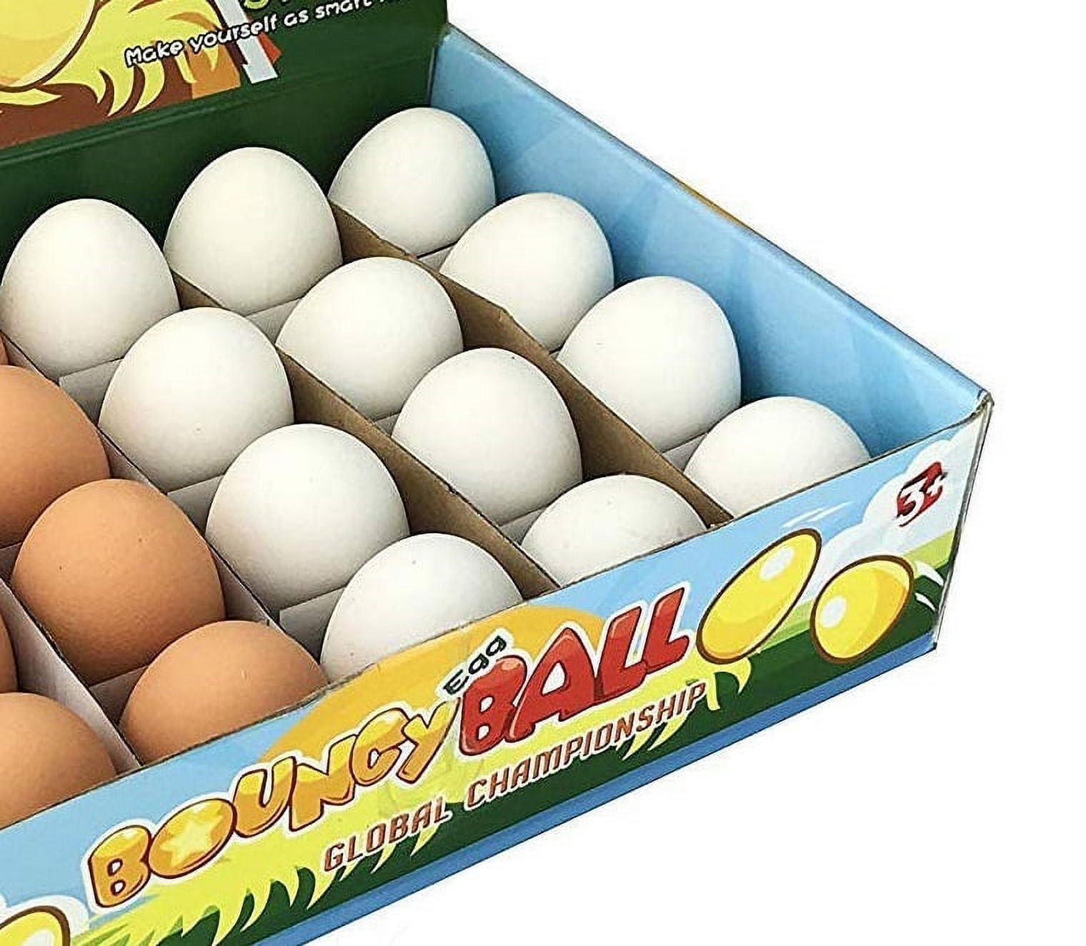 PlayWorld Realistic Fake Rubber Bouncy Eggs - 24 Eggs per Pack - Multicolor