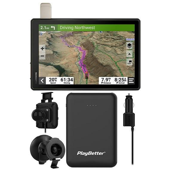 Garmin Tread XL Overland Off-Road Navigator Bundle with PlayBetter 5000mAh Portable Charger - 10-Inch Rugged Powersport GPS for UTV & ATV Trail