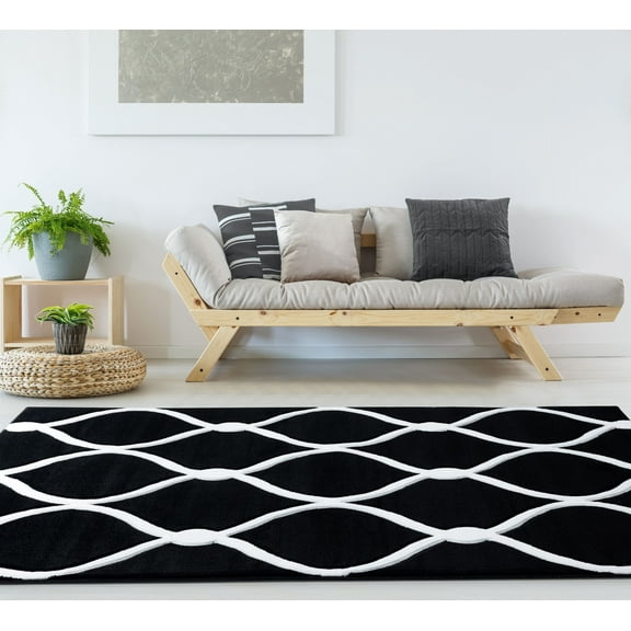 United Weavers Drachma Freya Modern Trellis Runner Rug, Black, 2'7" x 7'4"