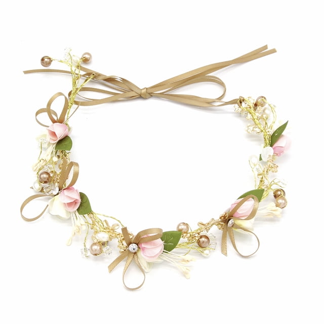Nvzi Horquillas para el pelo de boda con flores para novias, peinetas con perlas de cristal, pinzas para el pelo, accesorios para el pelo de boda dorados, joyas -A