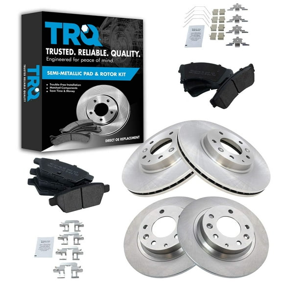 TRQ Front and Rear Brake Pad & Rotor Kit Brake Pads Brake Rotor Semi-Metallic Fits Select 2006-2012 Ford Fusion 2007-2012 Lincoln MKZ 2006 Zephyr 2006-2013 Mazda 6 2006-2011 Mercury Milan