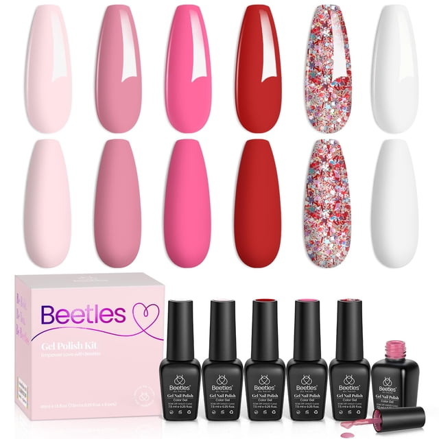 Set de esmaltes de uñas en gel Beetles Pink Fall in Love Collection