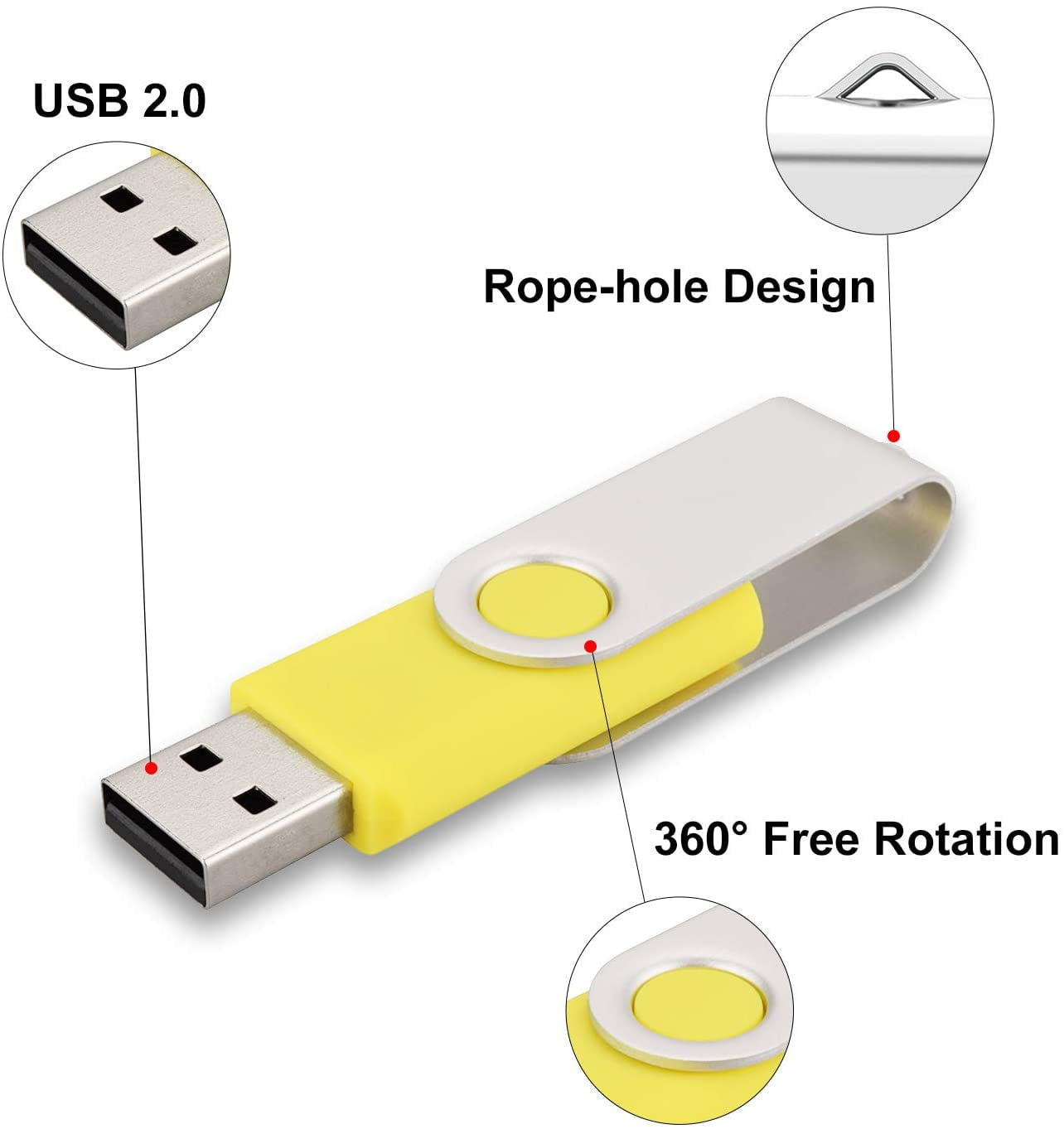 4GB USB Flash Drive 10 Pack,USB 2.0 Sticks Bulk Thumb Drives Memory Stick Jump Drive with LED Indicator for Storage and Backup (4GB10 Pack Yellow)