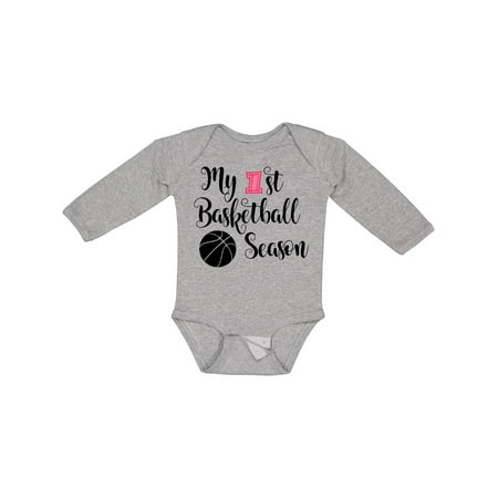 

Inktastic My 1st Basketball Season Gift Baby Girl Long Sleeve Bodysuit