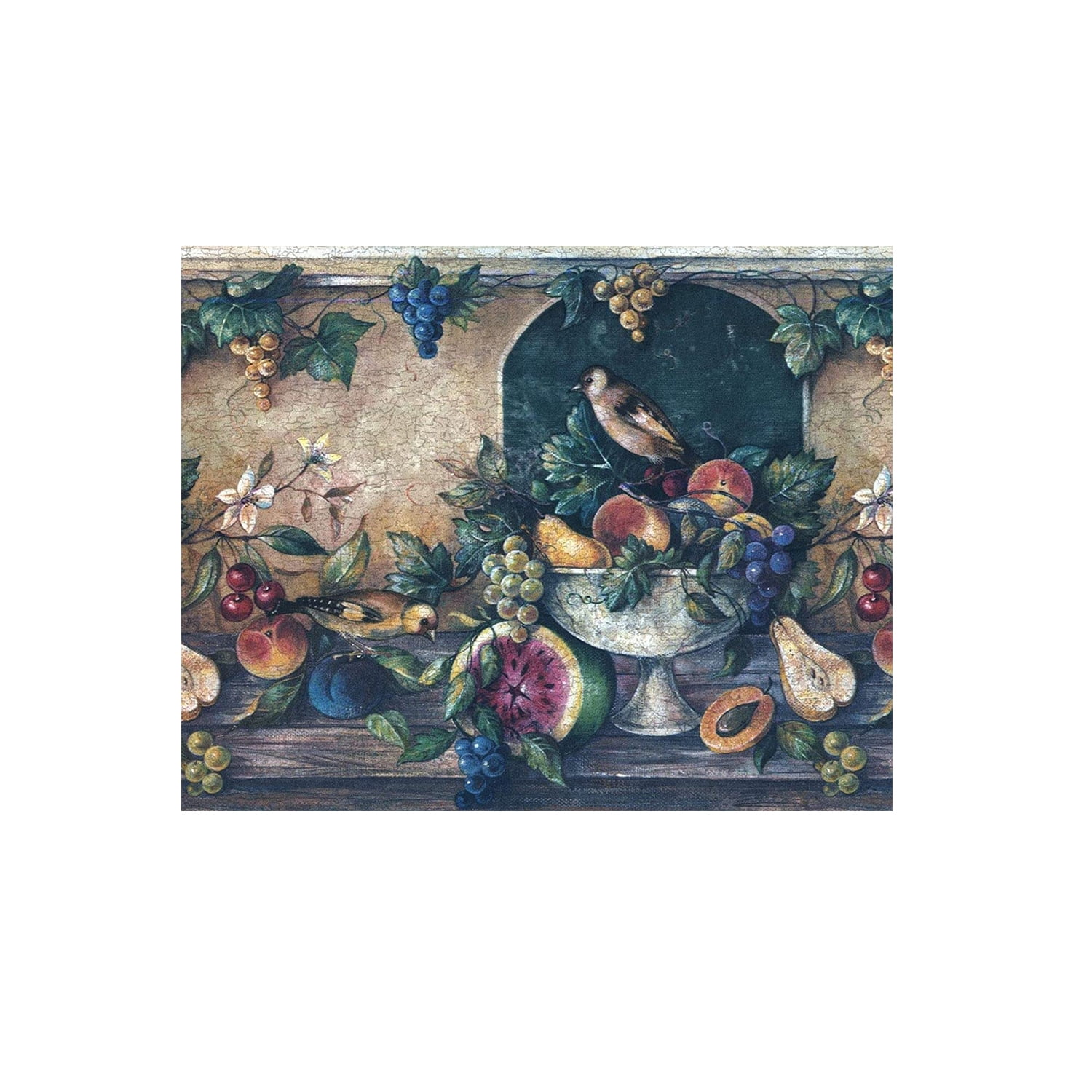 Wallpaper Border Fruits Pattern Grapes Watermelon Pears Peaches