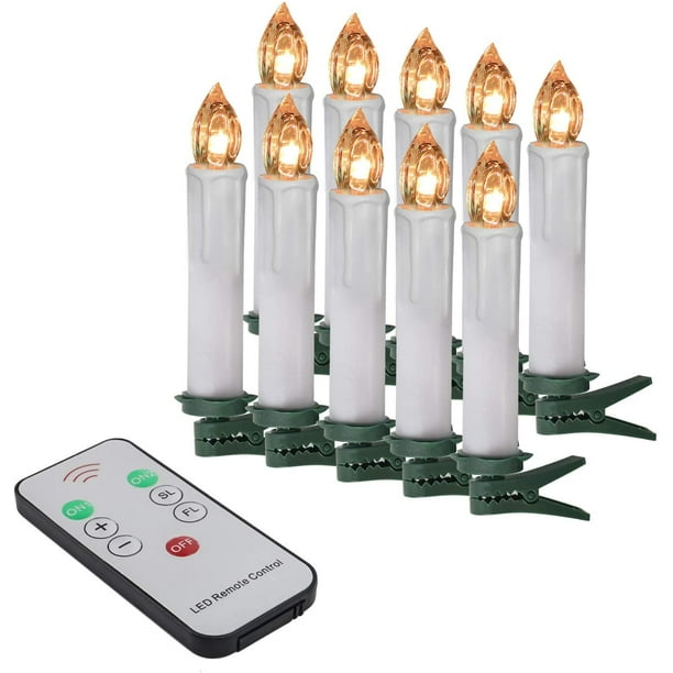 10 bougies à LED sans fil pour sapin de Noël d'extérieur avec télécommande